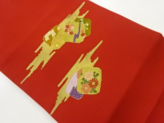 JAPANESE NAGOYA OBI / SHIOZE / KINSAI / ABSTRACT SHIKISHI PATTERN